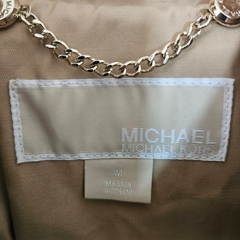 Michael Kors Womens Tan Double Breasted Belted Trench Coat Khaki Size M
